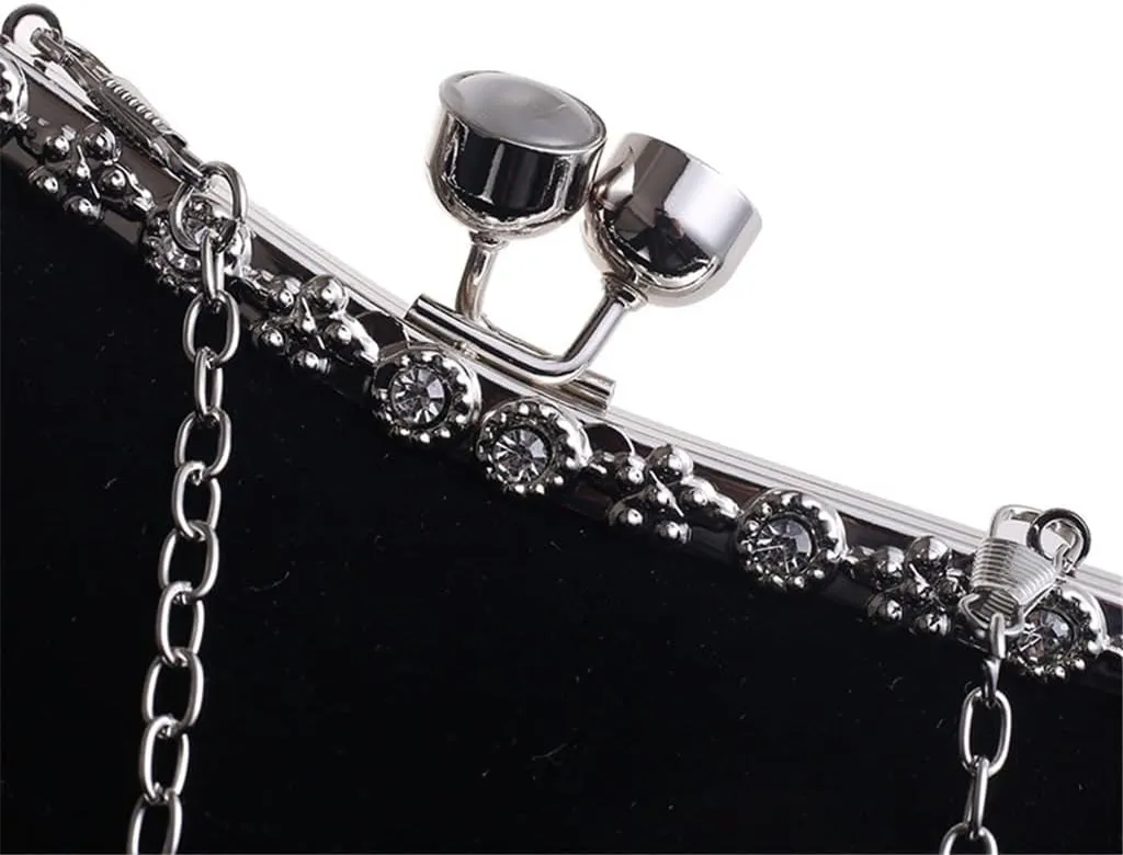 Women's Clutch Evening Bag Shoulder Cross Large Red Wedding Velvet Bag