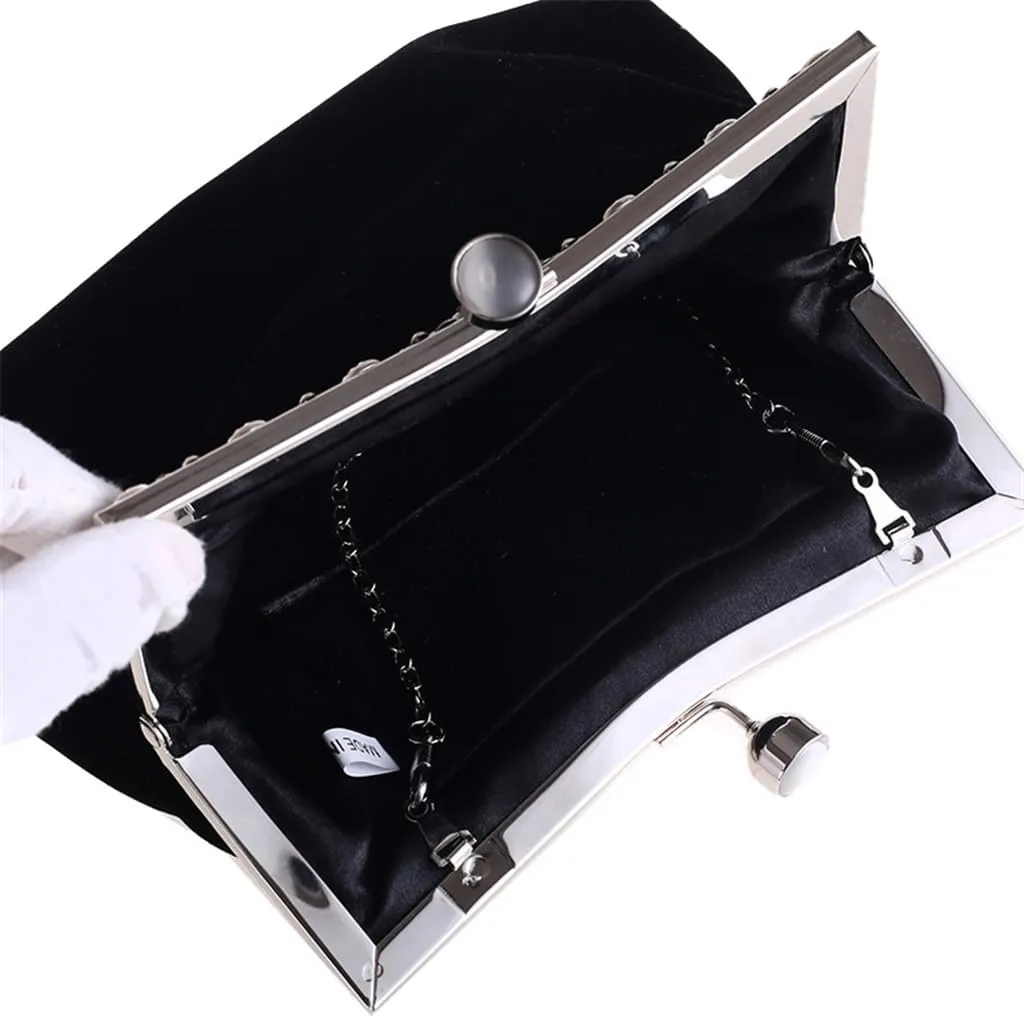 Women's Clutch Evening Bag Shoulder Cross Large Red Wedding Velvet Bag