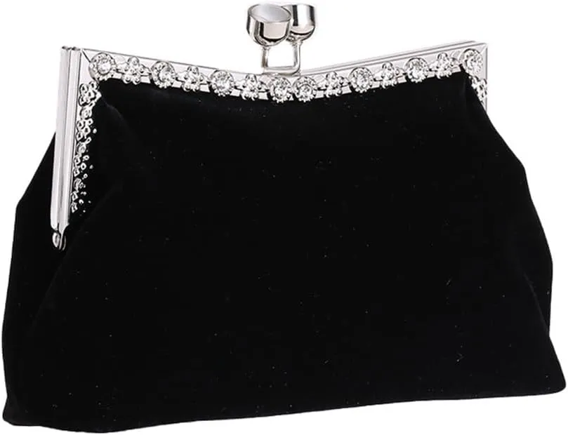 Women's Clutch Evening Bag Shoulder Cross Large Red Wedding Velvet Bag