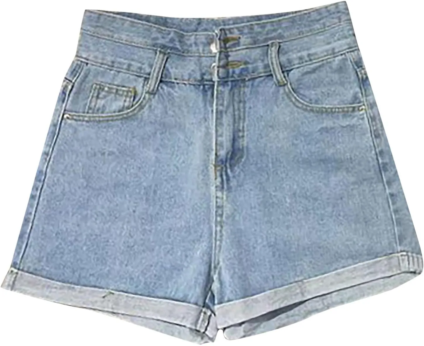 Women's Denim Shorts High Waisted Casual Stretchy Trendy Summer Y2k Baggy Girls Wide Leg Folded Hem Slim Jean Shorts