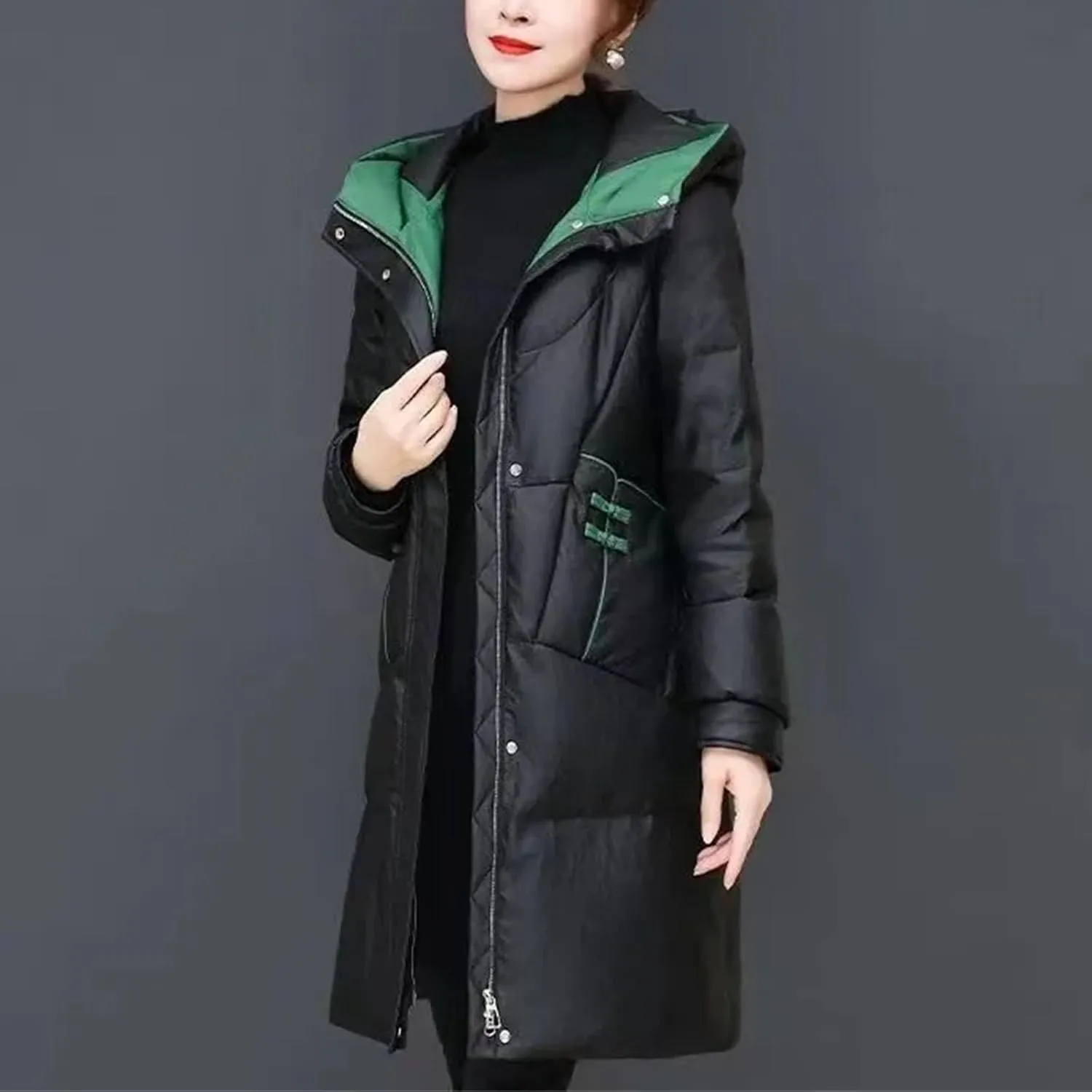 Women's Down Cotton-padded Coat Winter Thickening Female Parkas Jacket Long Down Cotton Jacket Slim Overcoat