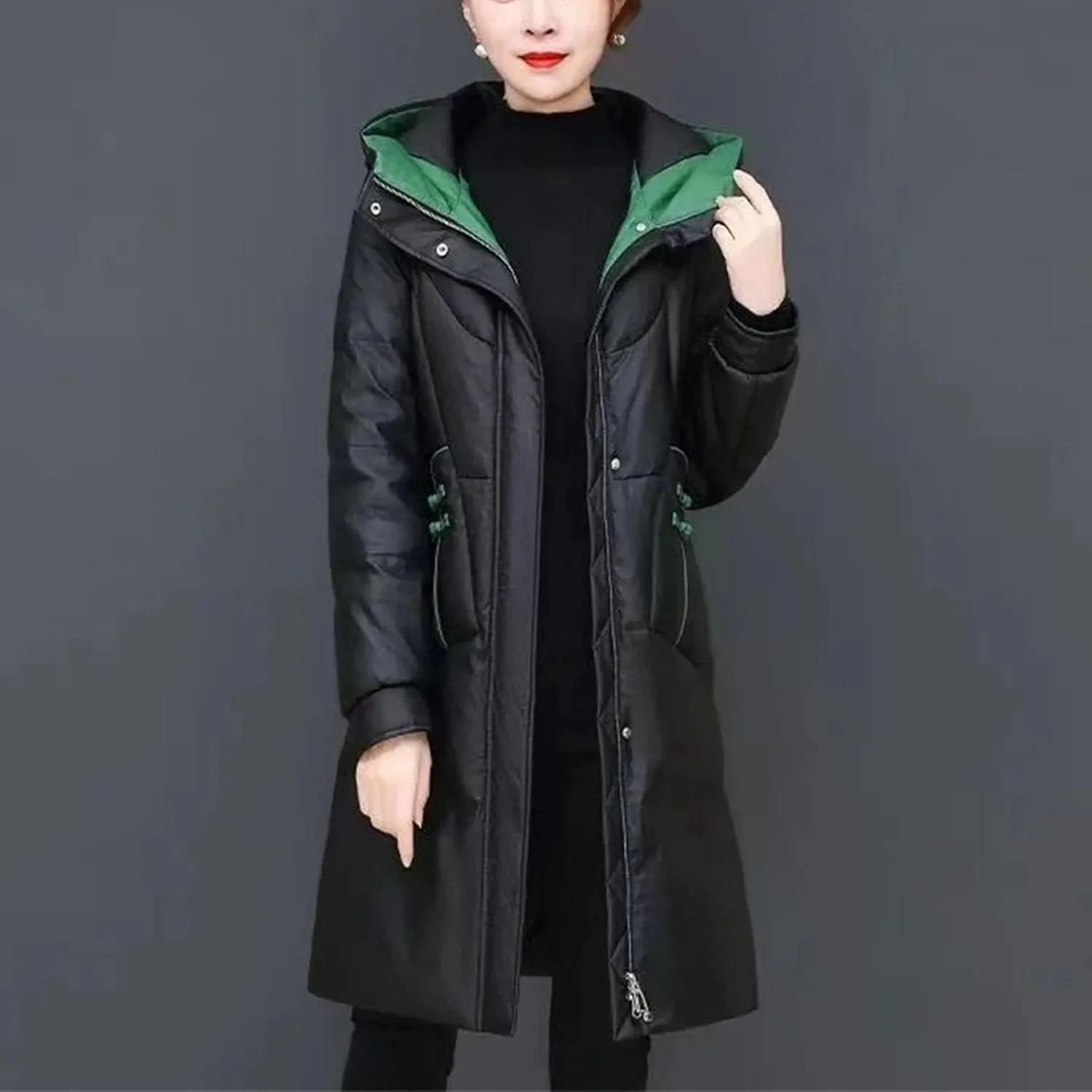 Women's Down Cotton-padded Coat Winter Thickening Female Parkas Jacket Long Down Cotton Jacket Slim Overcoat