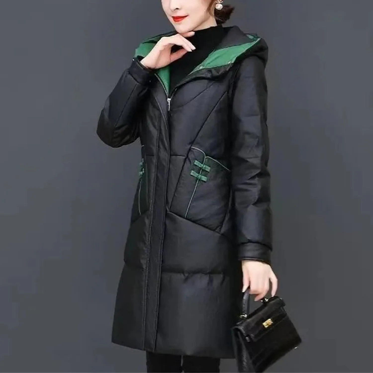 Women's Down Cotton-padded Coat Winter Thickening Female Parkas Jacket Long Down Cotton Jacket Slim Overcoat