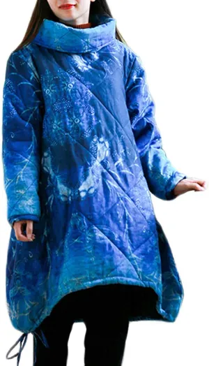 Women's Floral Winter Coat Cotton Padded Warm Outwear Quilted Jacket Parkas Chinese Style (L)