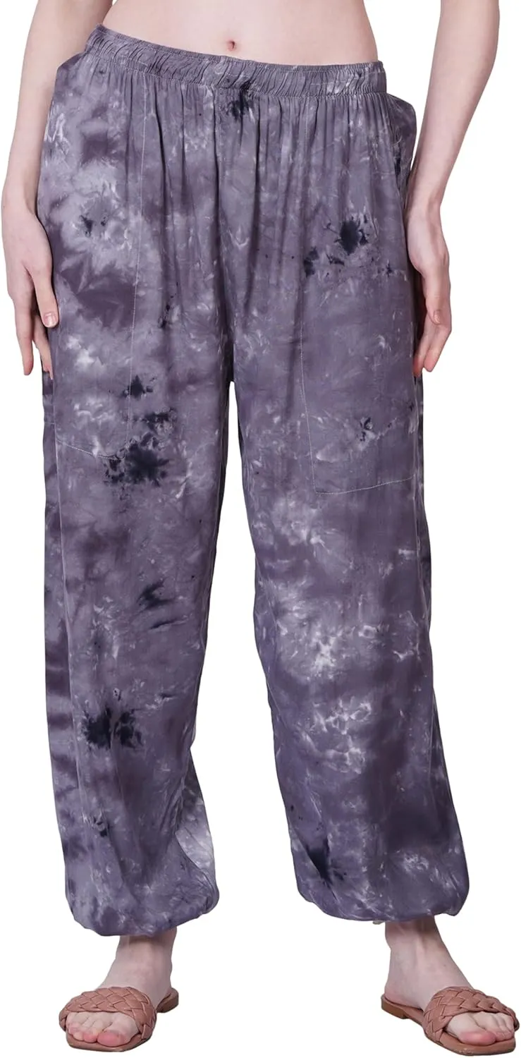 Women's Harem Pants | Flowy Hippie Clothes | Comfy Bohemian Elasticated Yoga Pants with 2 Side Pockets for Women