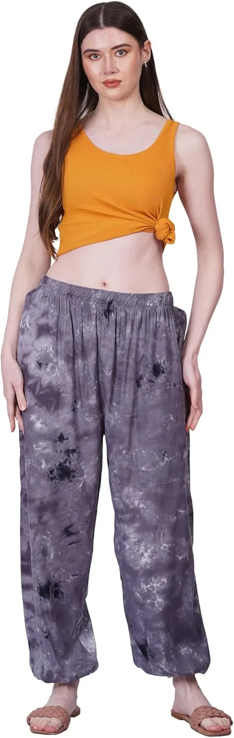 Women's Harem Pants | Flowy Hippie Clothes | Comfy Bohemian Elasticated Yoga Pants with 2 Side Pockets for Women
