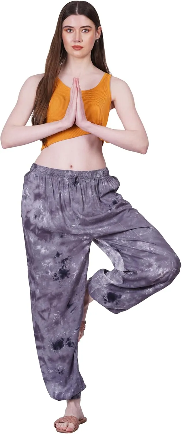 Women's Harem Pants | Flowy Hippie Clothes | Comfy Bohemian Elasticated Yoga Pants with 2 Side Pockets for Women