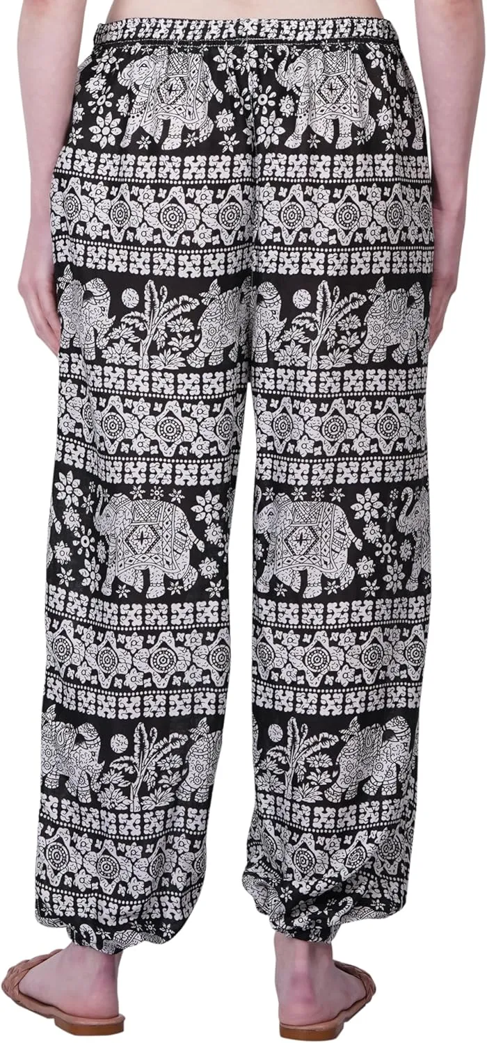 Women's Harem Pants | Flowy Hippie Clothes | Comfy Bohemian Elasticated Yoga Pants with 2 Side Pockets for Women