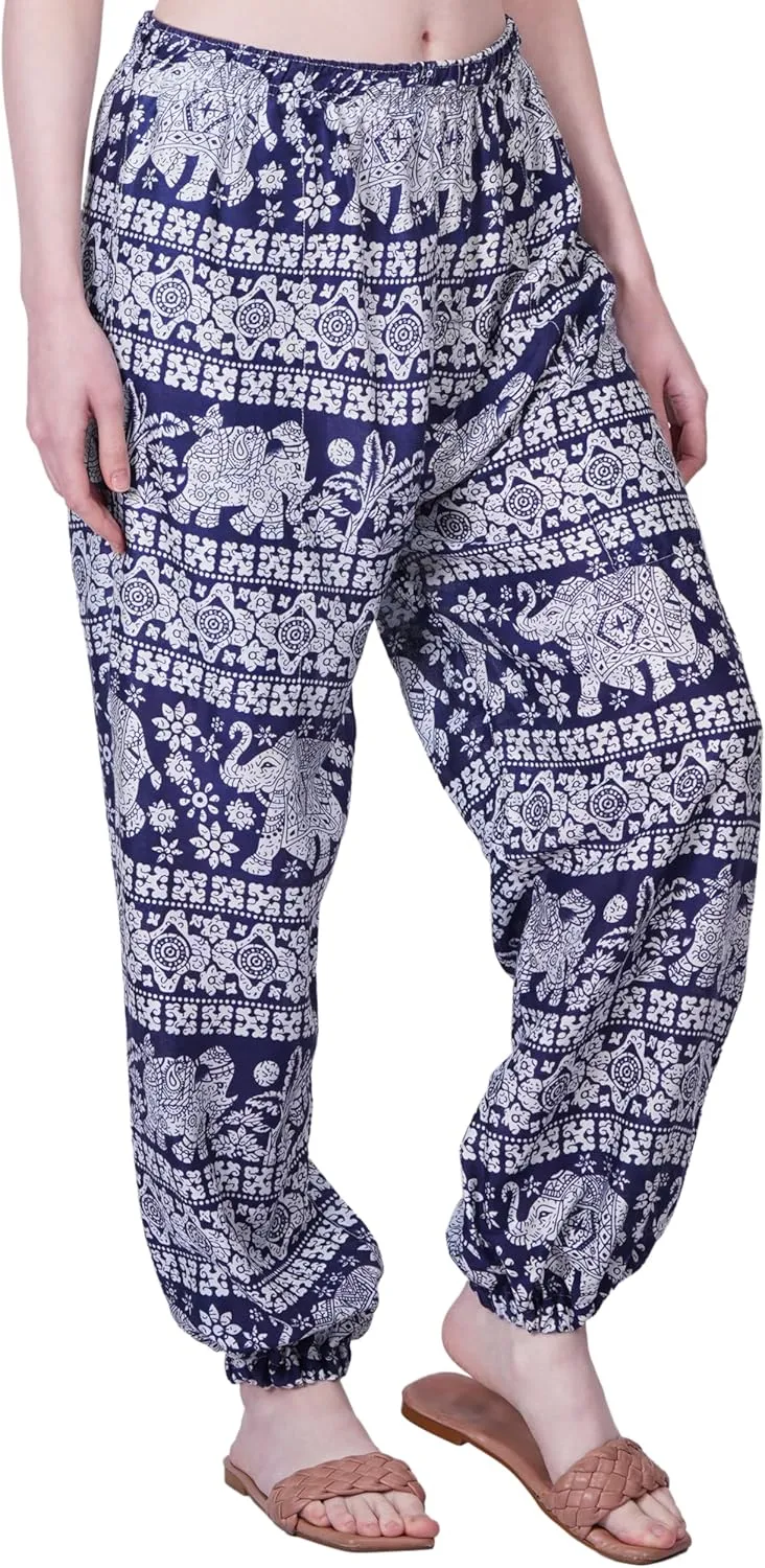 Women's Harem Pants | Flowy Hippie Clothes | Comfy Bohemian Elasticated Yoga Pants with 2 Side Pockets for Women