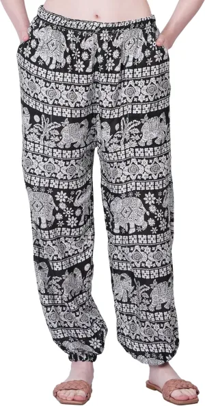 Women's Harem Pants | Flowy Hippie Clothes | Comfy Bohemian Elasticated Yoga Pants with 2 Side Pockets for Women