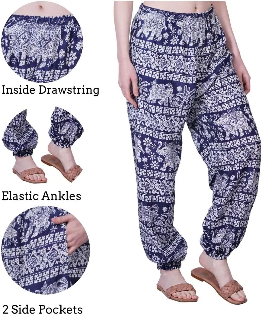 Women's Harem Pants | Flowy Hippie Clothes | Comfy Bohemian Elasticated Yoga Pants with 2 Side Pockets for Women