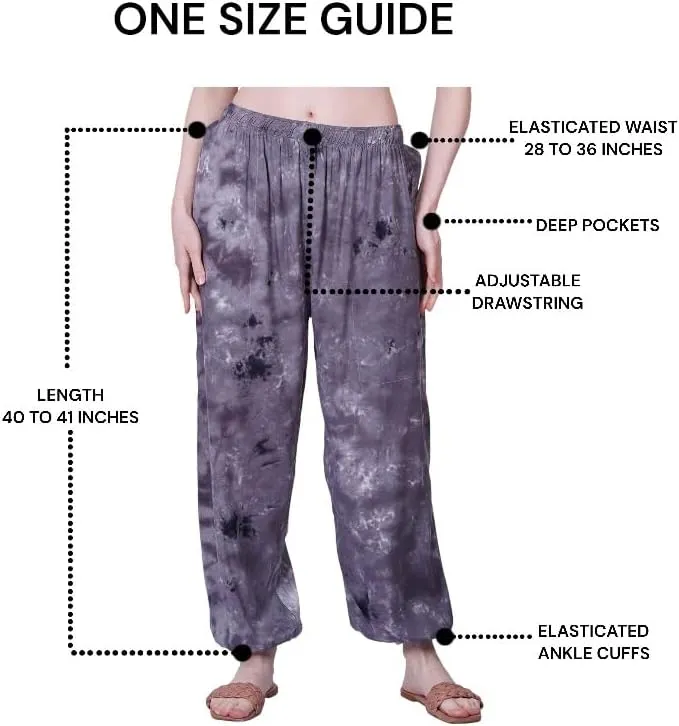 Women's Harem Pants | Flowy Hippie Clothes | Comfy Bohemian Elasticated Yoga Pants with 2 Side Pockets for Women