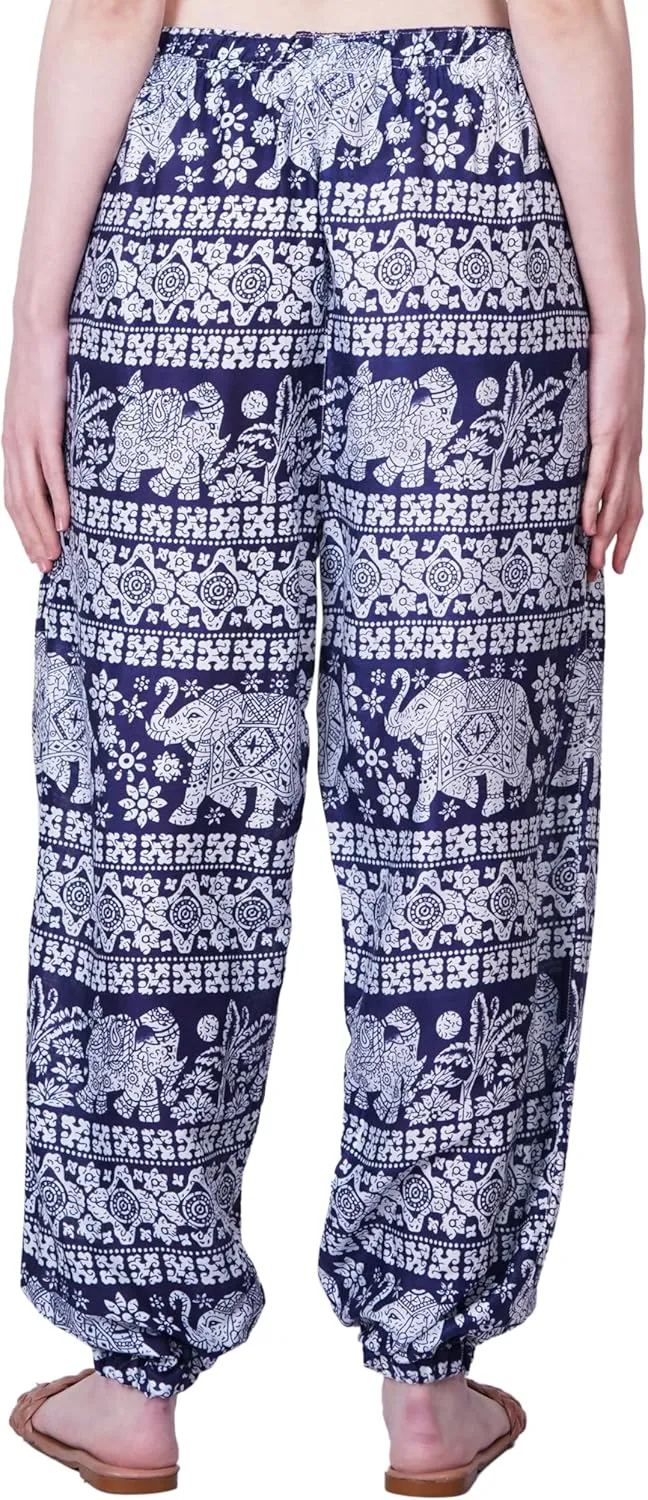 Women's Harem Pants | Flowy Hippie Clothes | Comfy Bohemian Elasticated Yoga Pants with 2 Side Pockets for Women