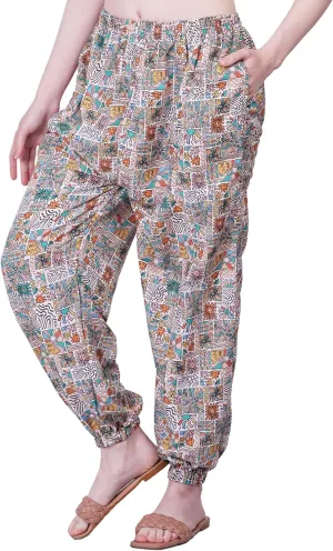 Women's Harem Pants | Flowy Hippie Clothes | Comfy Bohemian Elasticated Yoga Pants with 2 Side Pockets for Women