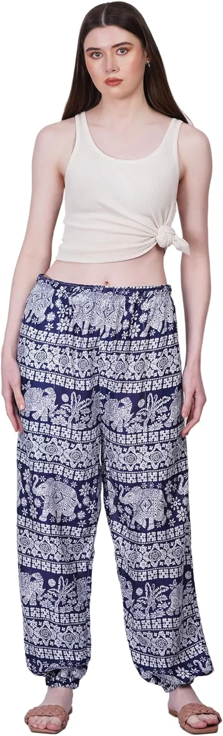 Women's Harem Pants | Flowy Hippie Clothes | Comfy Bohemian Elasticated Yoga Pants with 2 Side Pockets for Women