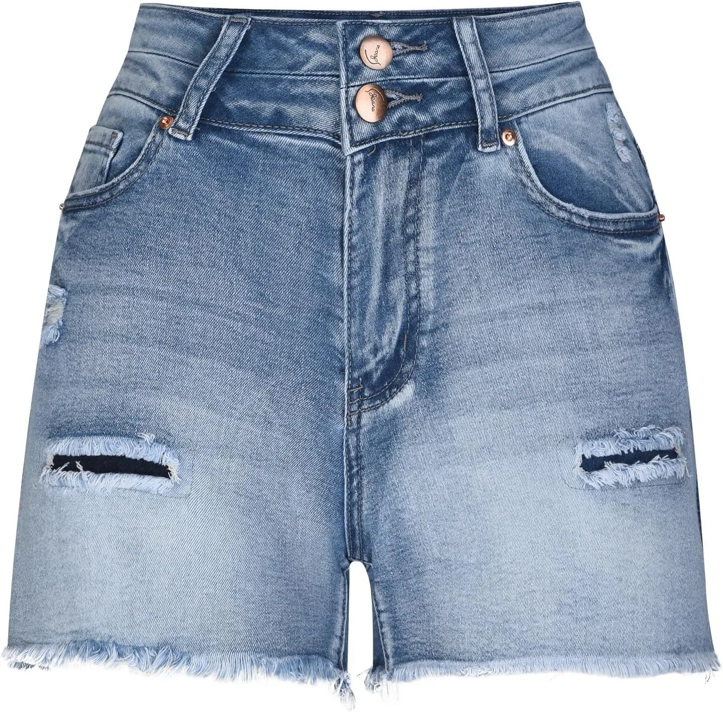 Women's High Waisted Ripped Stretchy Denim Hot Short Summer Jean Shorts Classic Washed Blue Jorts