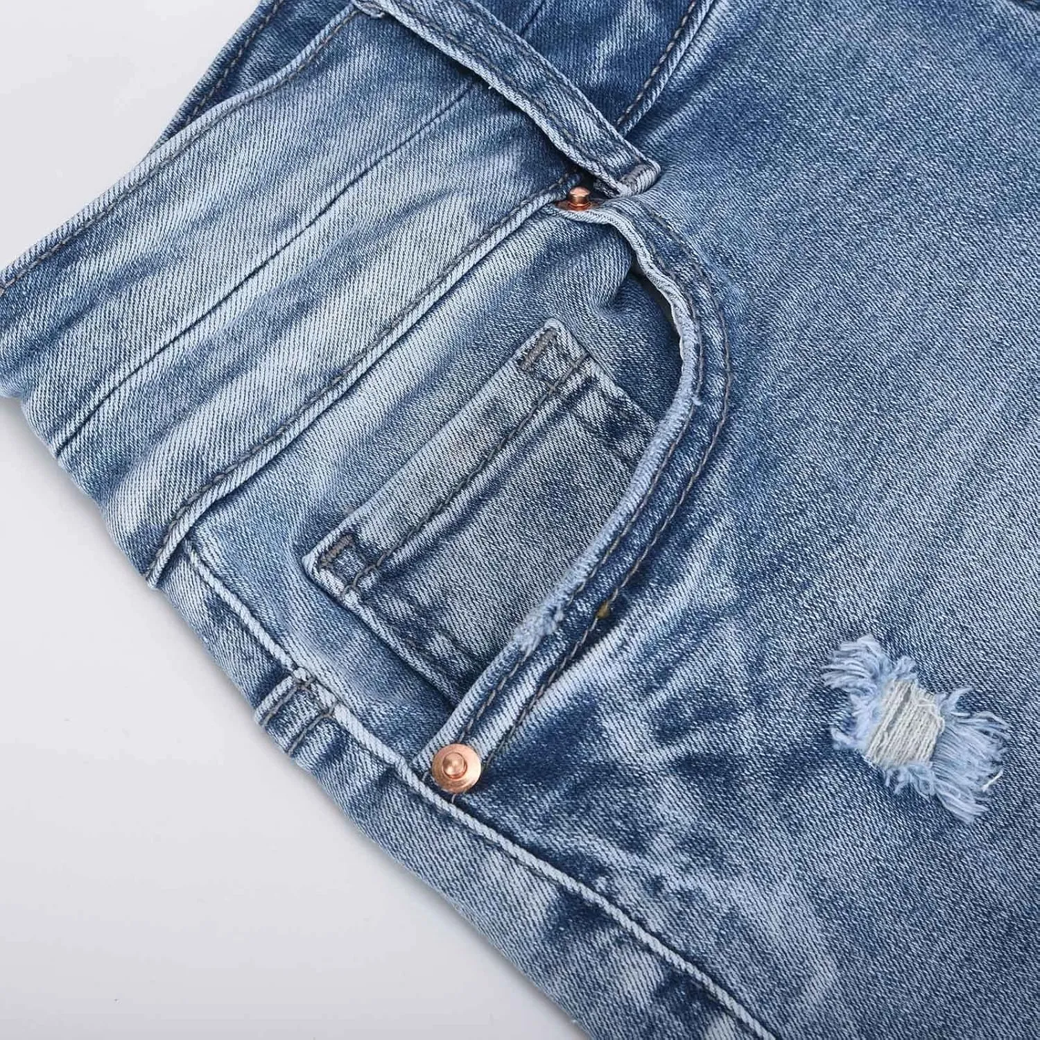 Women's High Waisted Ripped Stretchy Denim Hot Short Summer Jean Shorts Classic Washed Blue Jorts