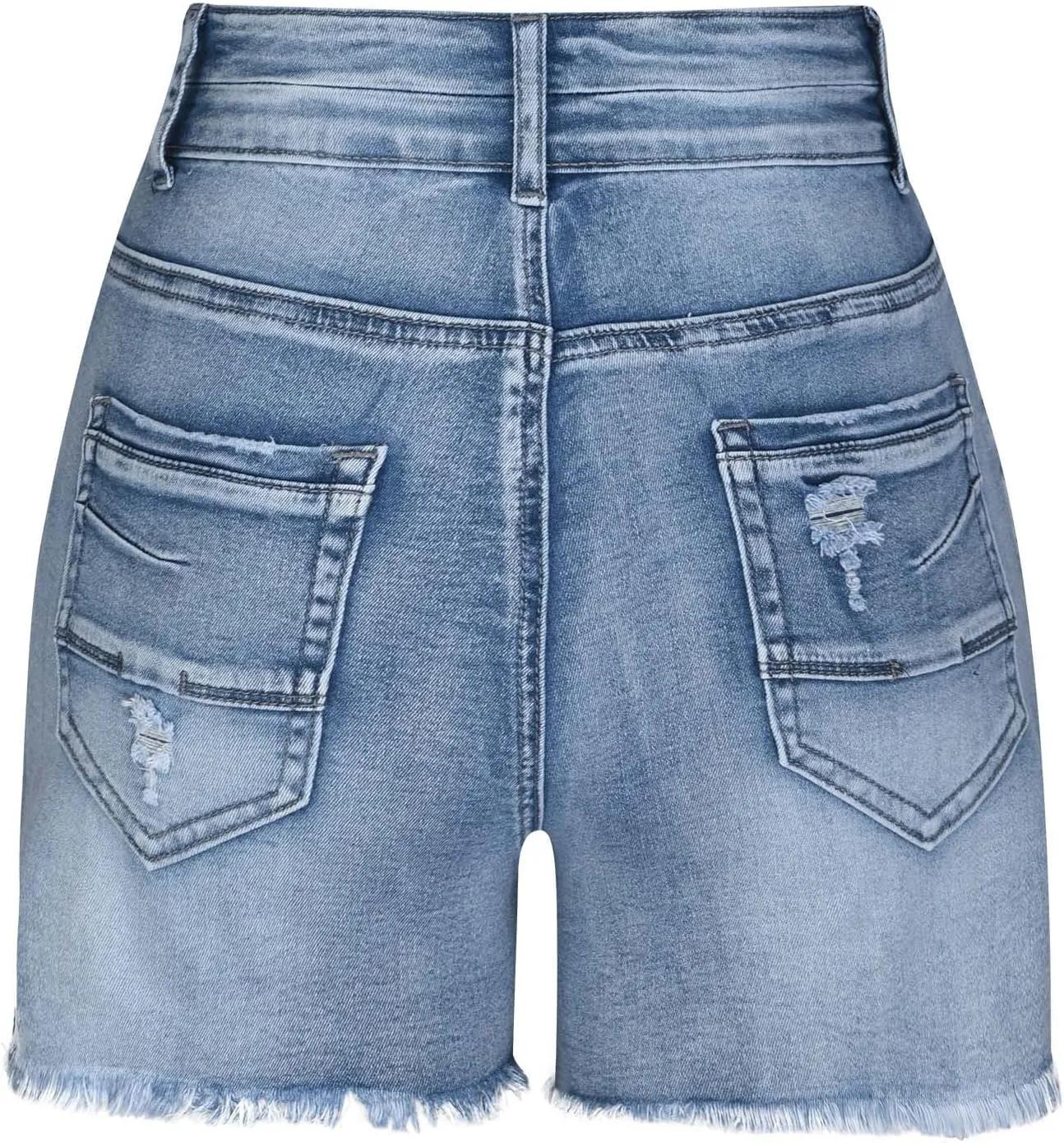 Women's High Waisted Ripped Stretchy Denim Hot Short Summer Jean Shorts Classic Washed Blue Jorts
