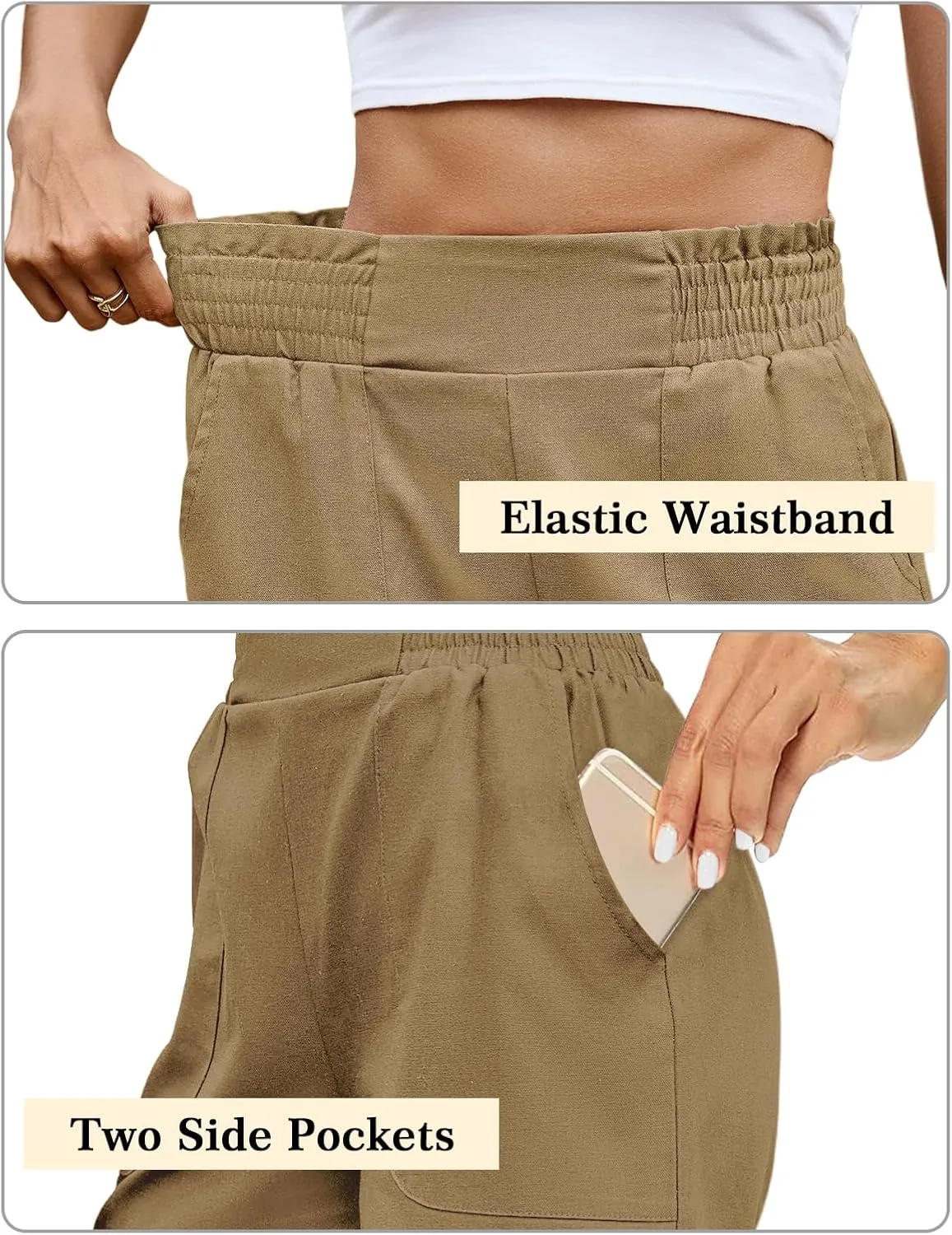 Women's High Waisted Shorts Casual Elastic Waist Shorts Woman Lounge Wide Leg Solid Shorts with Pockets