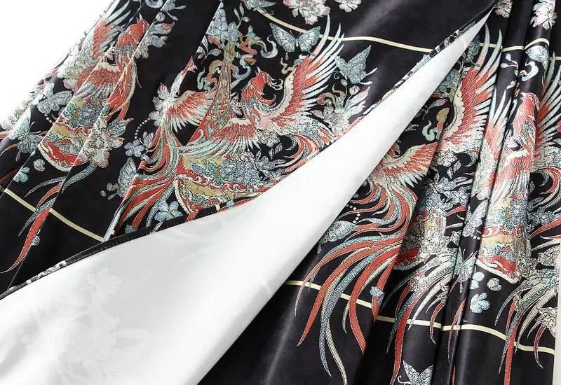 Women's Horse Face Skirt Long Swing Pleated Tie Up A-Line Skirt Chinese Style Women Skirts  Hair Tie