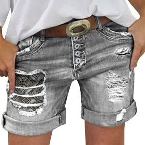 Womens Jean Shorts Cut Off Denim Shorts High Waisted Ripped Distressed Casual Summer Stretchy Ripped Shorts