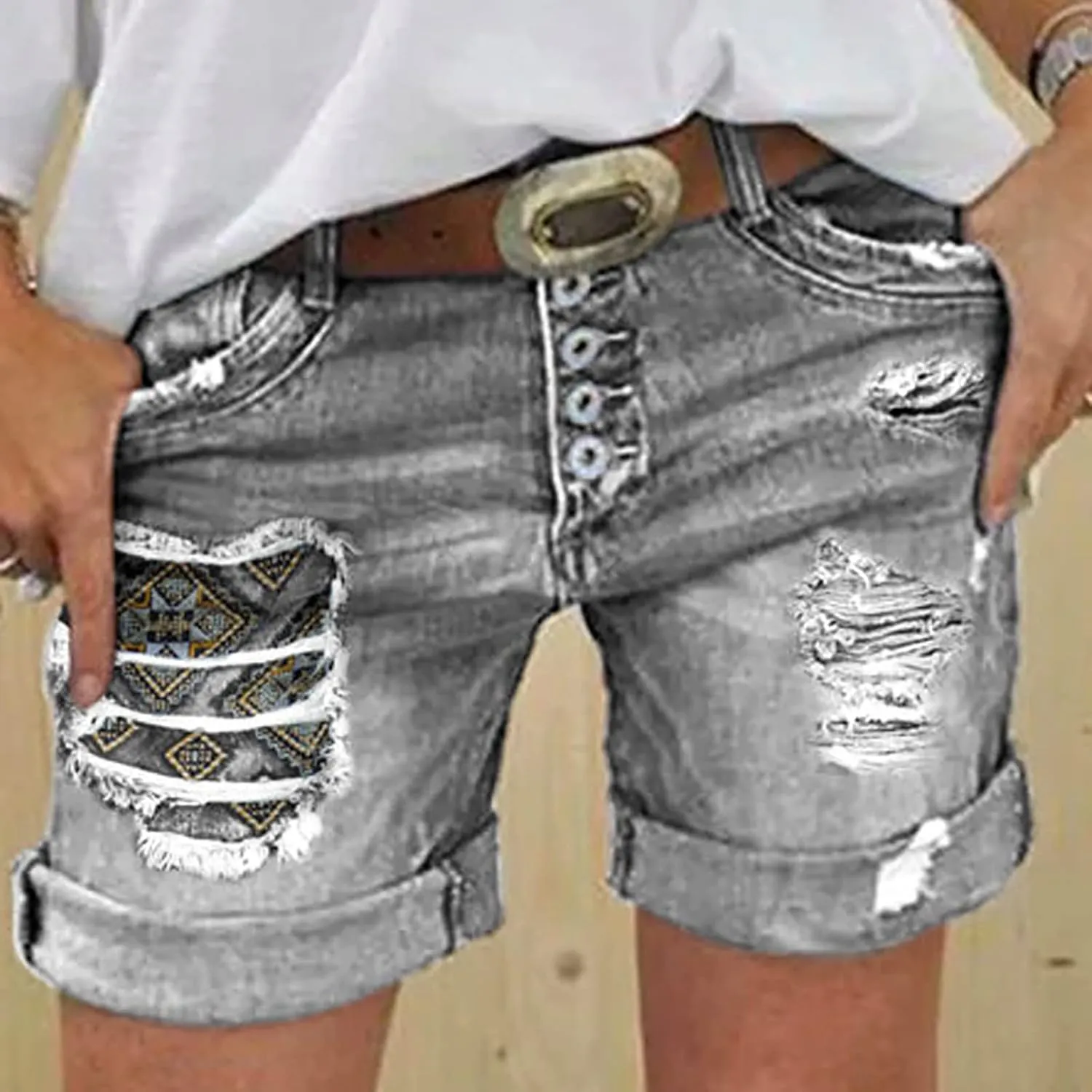 Womens Jean Shorts Cut Off Denim Shorts High Waisted Ripped Distressed Casual Summer Stretchy Ripped Shorts