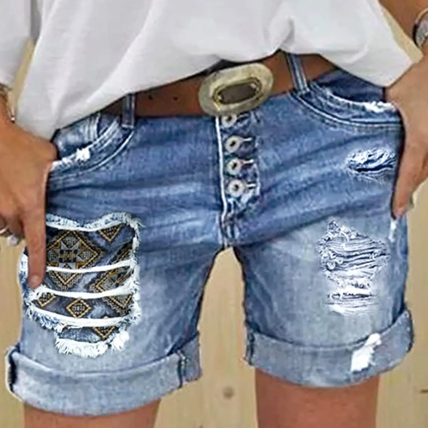 Womens Jean Shorts Cut Off Denim Shorts High Waisted Ripped Distressed Casual Summer Stretchy Ripped Shorts