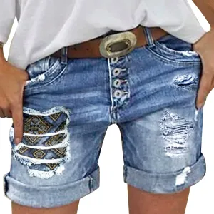 Womens Jean Shorts Cut Off Denim Shorts High Waisted Ripped Distressed Casual Summer Stretchy Ripped Shorts
