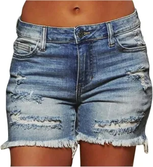 Women's Jean Shorts High Waisted Stretchy Casual Raw Hem Denim Shorts Ripped Jeans Y2K Summer Bottoms