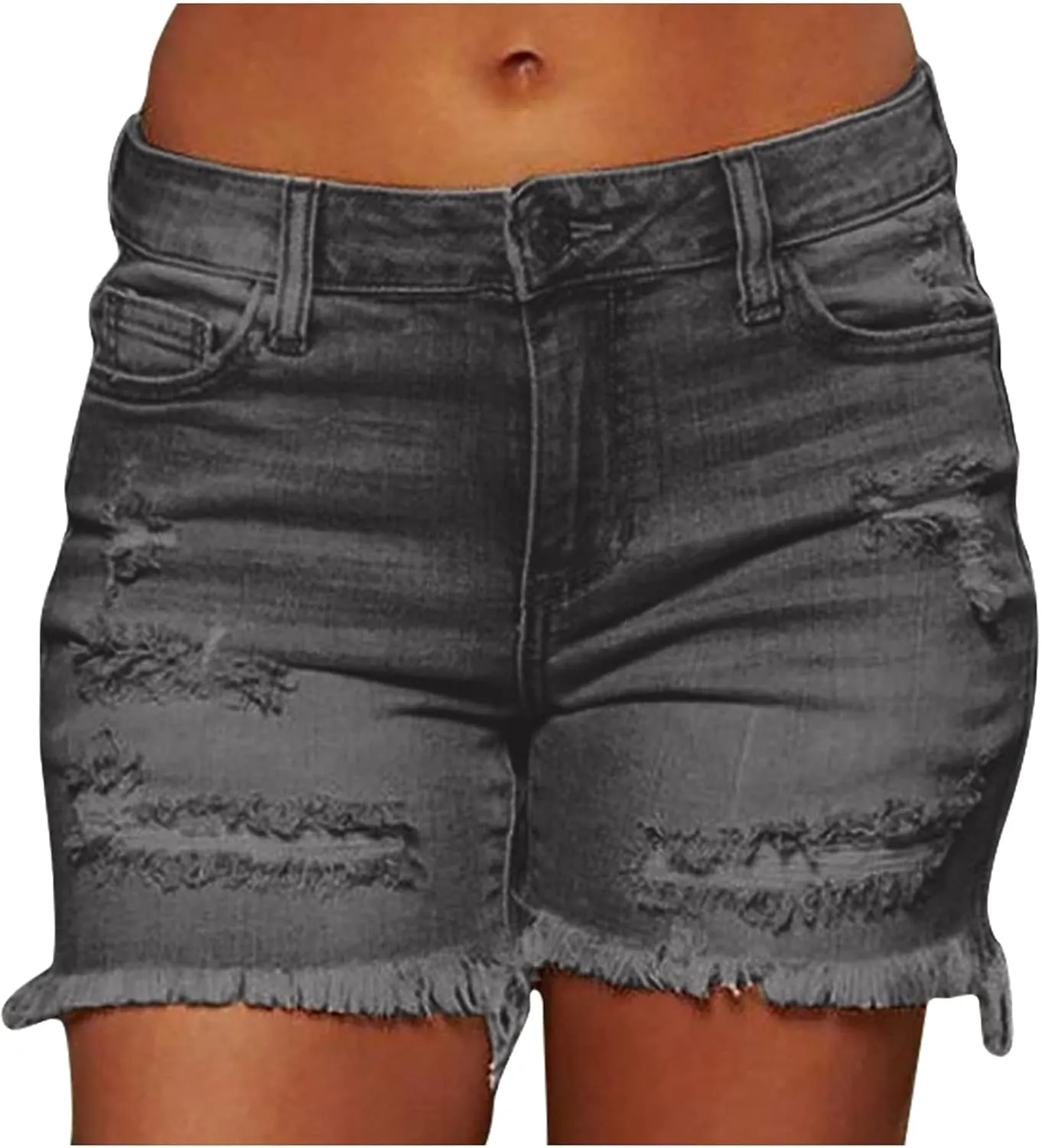 Women's Jean Shorts High Waisted Stretchy Casual Raw Hem Denim Shorts Ripped Jeans Y2K Summer Bottoms