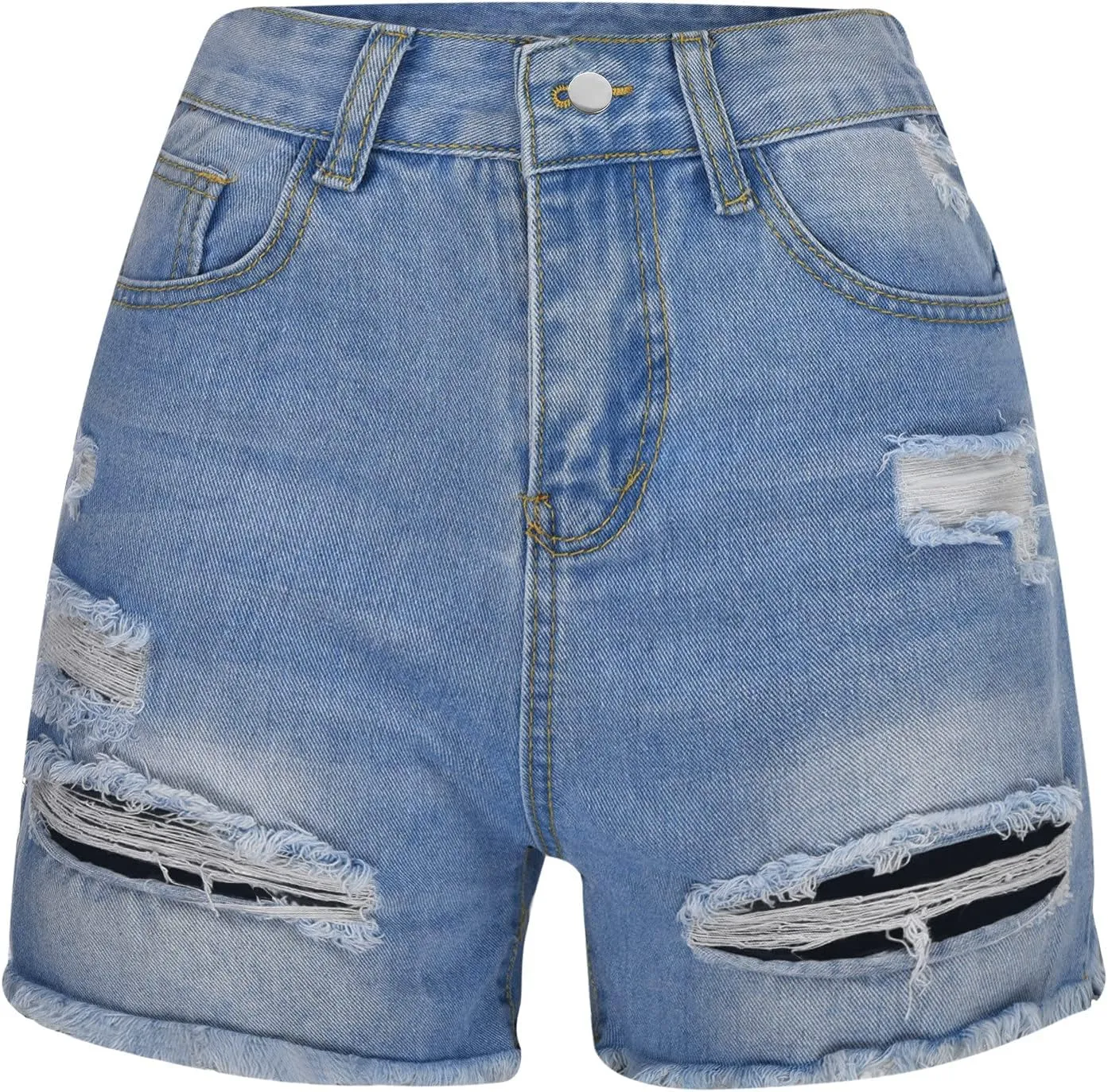 Women's Jean Shorts High Waisted Stretchy Casual Raw Hem Denim Shorts Ripped Jeans Y2K Summer Bottoms