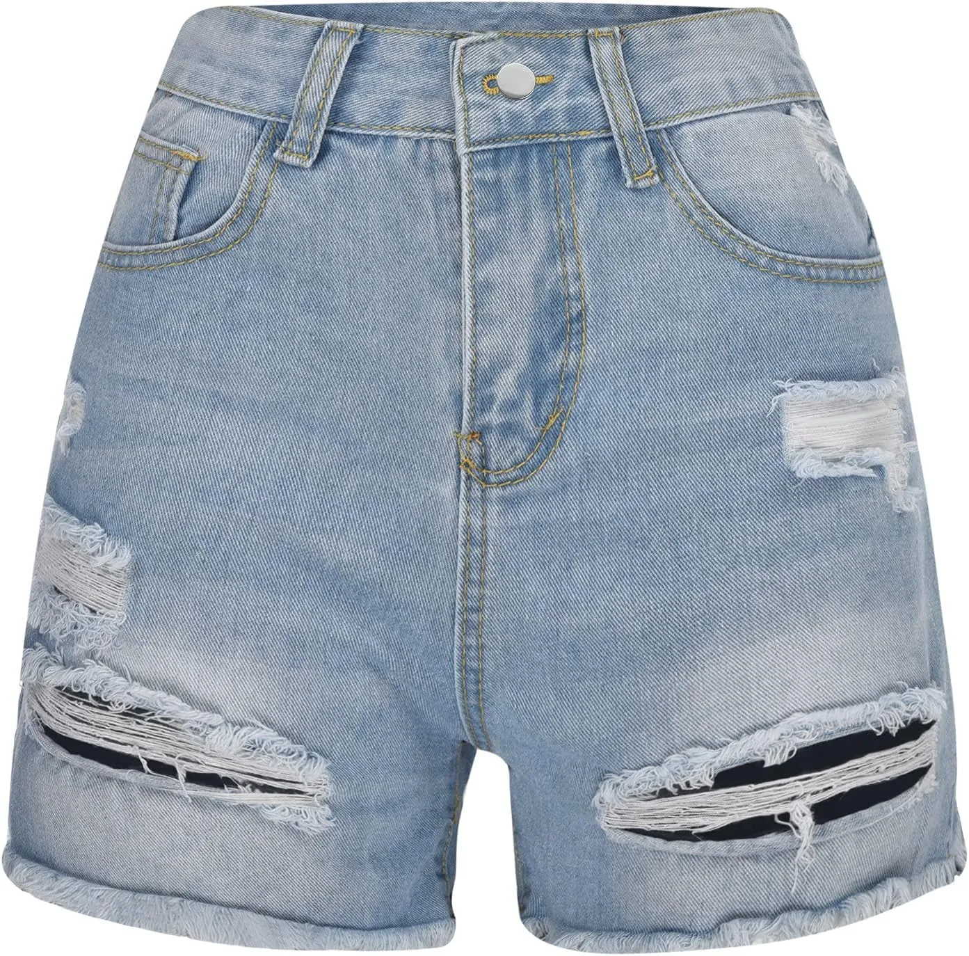 Women's Jean Shorts High Waisted Stretchy Casual Raw Hem Denim Shorts Ripped Jeans Y2K Summer Bottoms