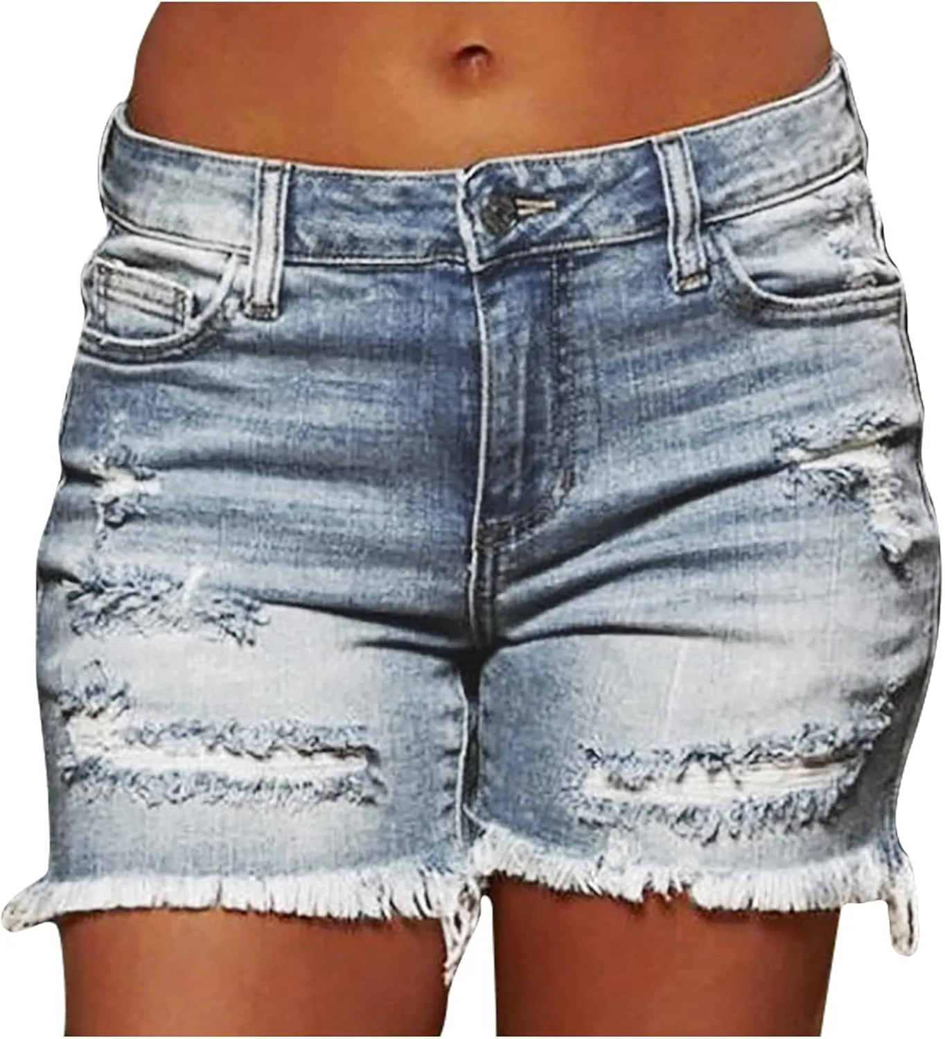 Women's Jean Shorts High Waisted Stretchy Casual Raw Hem Denim Shorts Ripped Jeans Y2K Summer Bottoms