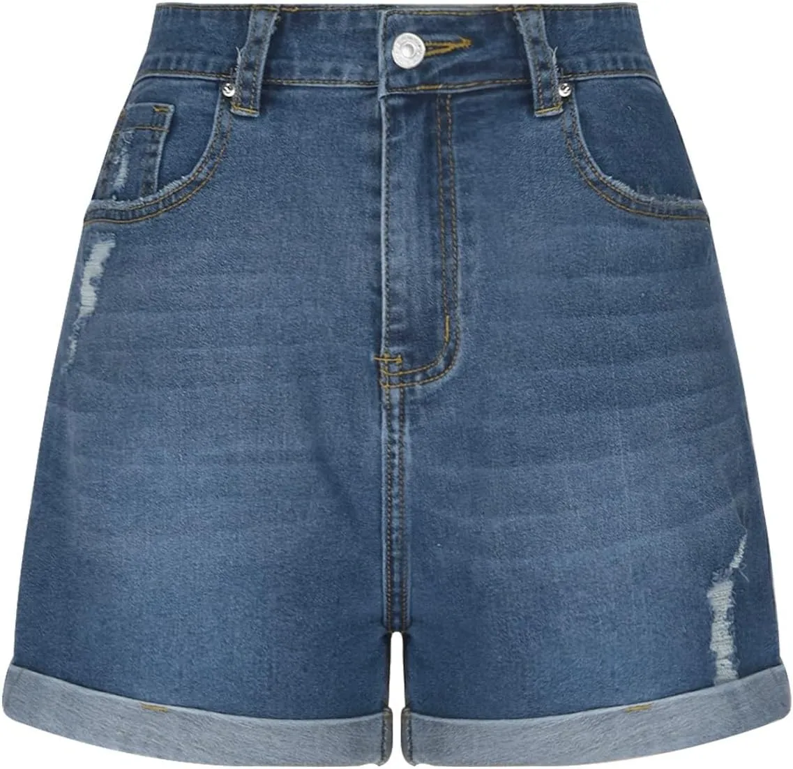 Womens Jean Shorts High Waisted Summer Y2K Stretchy Casual Pull On Beach Denim Shorts with Pockets