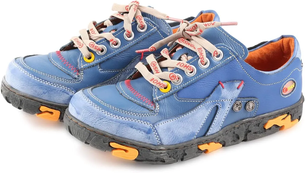 Women's Leather Patchwork Shoes Lace-Up Casual Shoes