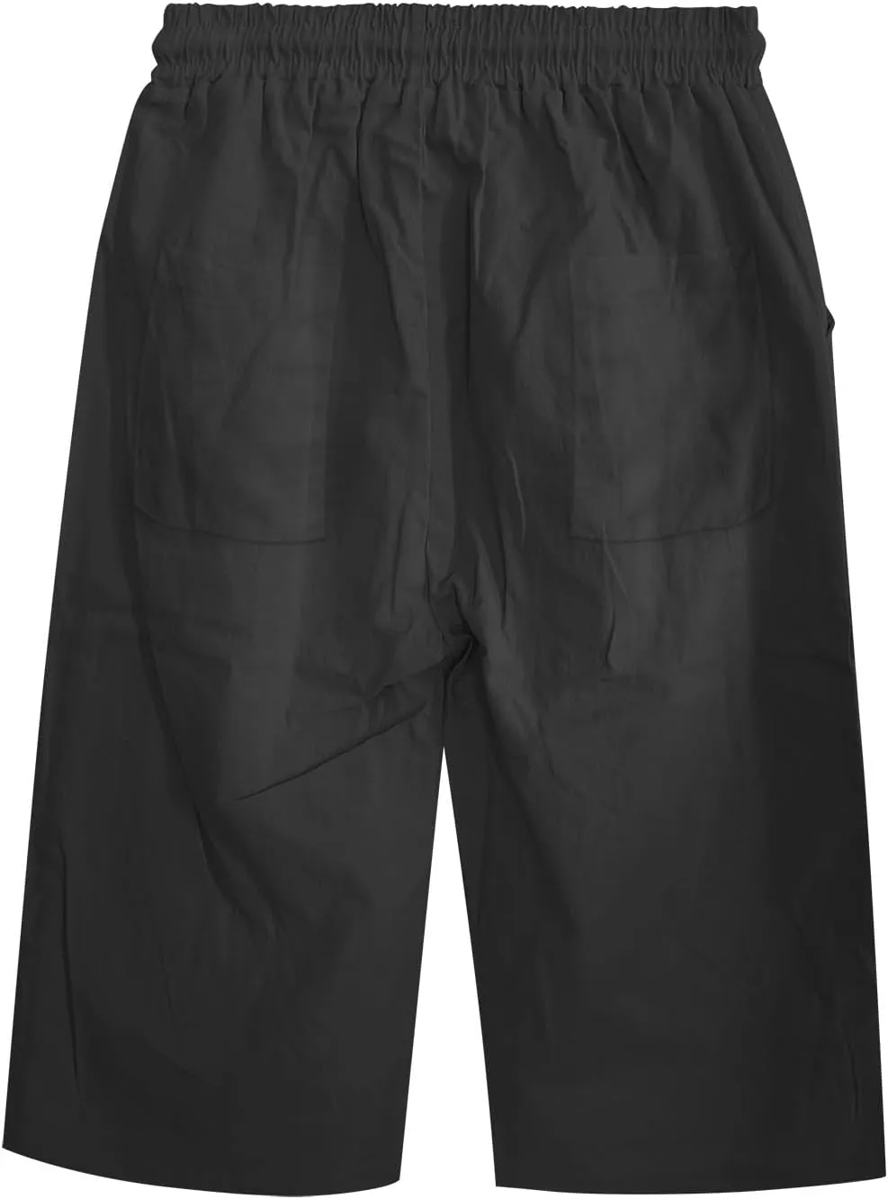 Women's Linen Capri Summer Striped Printed Causal Bermuda Elastic Waist Pants Plus Size Workout Lounge Beach Shorts