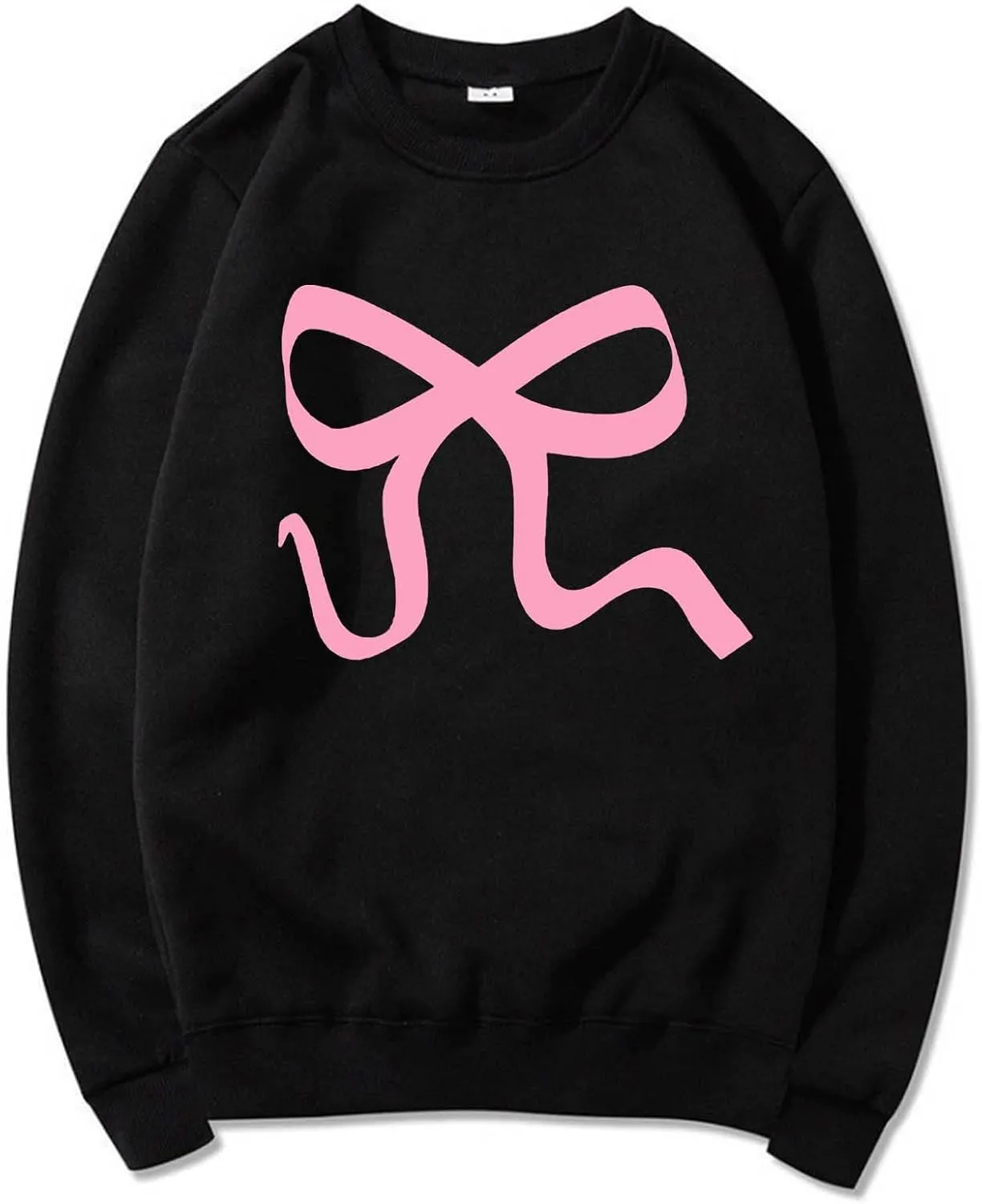 Womens Oversized Crewneck Sweatshirt Hoodies Women Cute Bow Graphic Sweatshirts Long Sleeve Fleece Pullover Bow Sweater Y2k