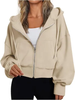 Womens Oversized Full Zip Up Hoodie with Pockets Fleece Sweatshirt Fall Winter Warm Casual Loose Apparel Clothes