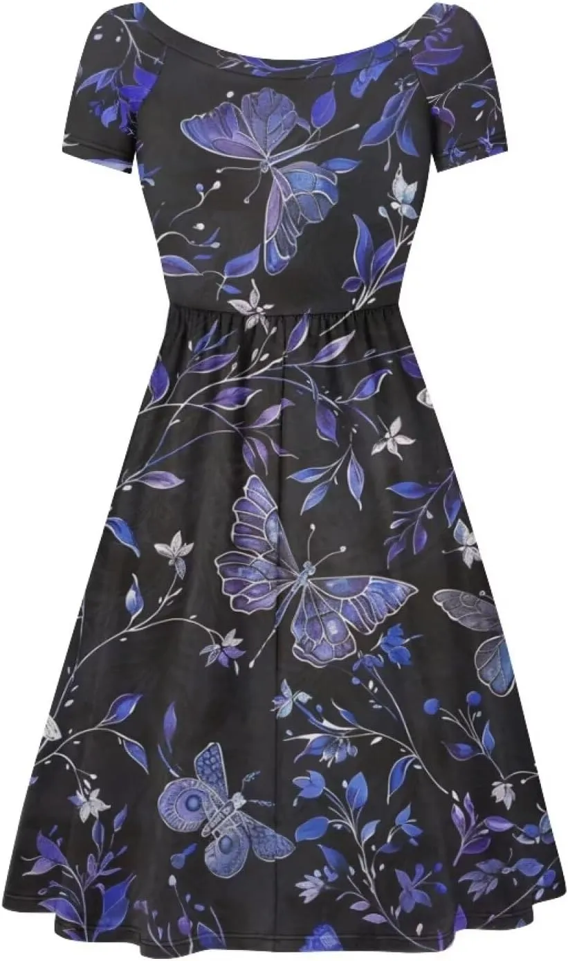 Womens Plus Size Dresses Casual Wide Collar Dress Crewneck Fall Dresses XS-4XL