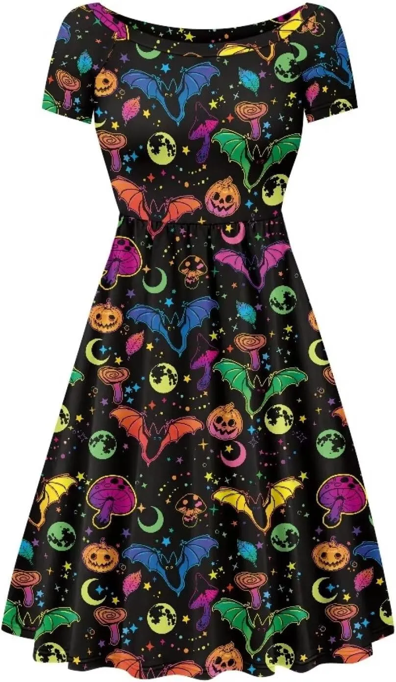 Womens Plus Size Dresses Casual Wide Collar Dress Crewneck Fall Dresses XS-4XL