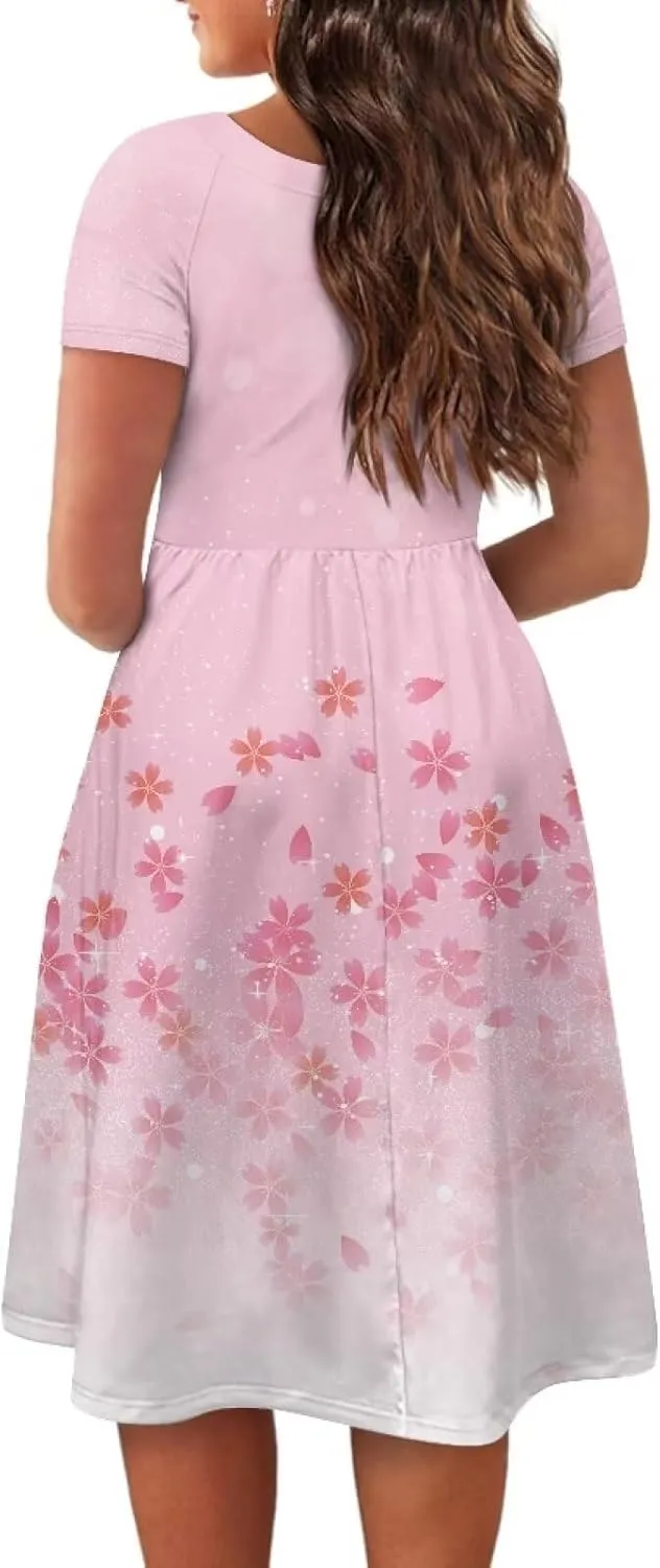 Womens Plus Size Dresses Casual Wide Collar Dress Crewneck Fall Dresses XS-4XL