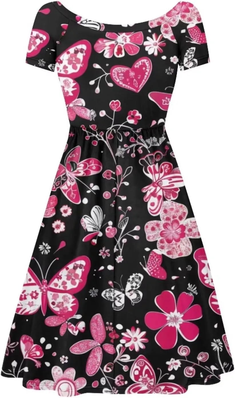 Womens Plus Size Dresses Casual Wide Collar Dress Crewneck Fall Dresses XS-4XL