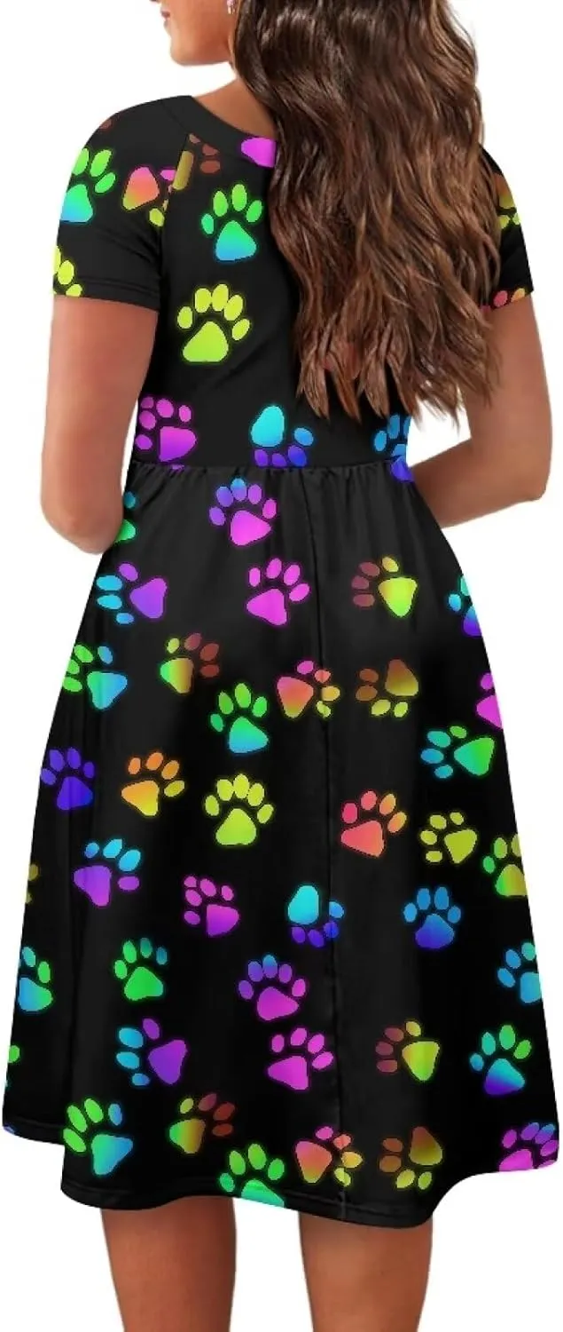 Womens Plus Size Dresses Casual Wide Collar Dress Crewneck Fall Dresses XS-4XL