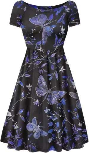 Womens Plus Size Dresses Casual Wide Collar Dress Crewneck Fall Dresses XS-4XL