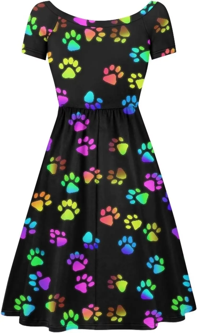 Womens Plus Size Dresses Casual Wide Collar Dress Crewneck Fall Dresses XS-4XL