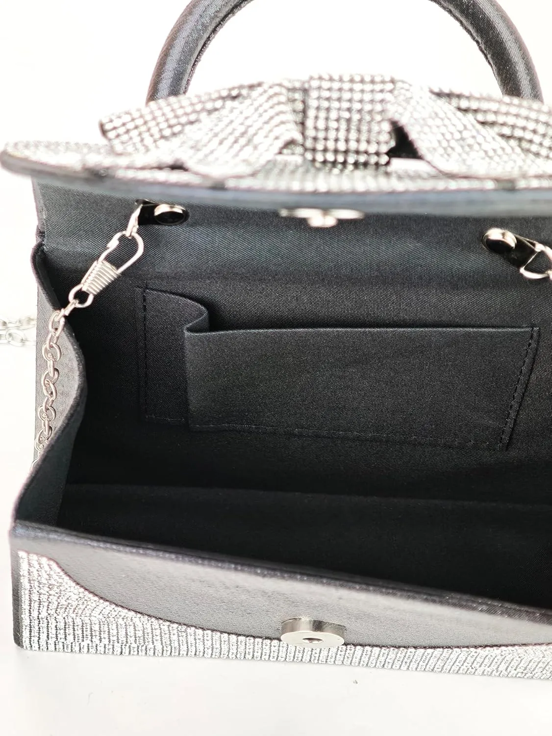 Women's Rhinestone Evening Bag Glitter Clutch Purses Crystal Pearl Party Handbags with Chain