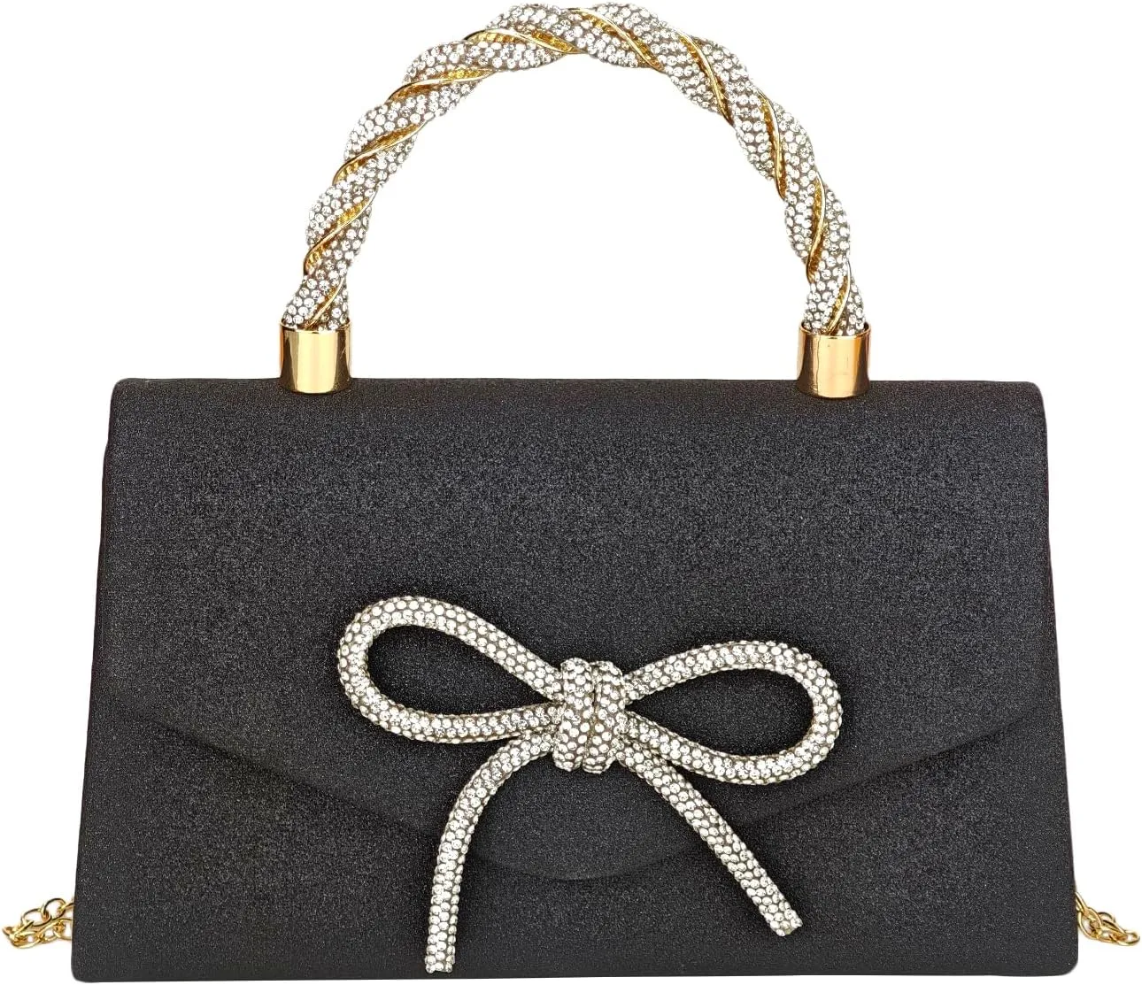 Women's Rhinestone Evening Bag Glitter Clutch Purses Crystal Pearl Party Handbags with Chain