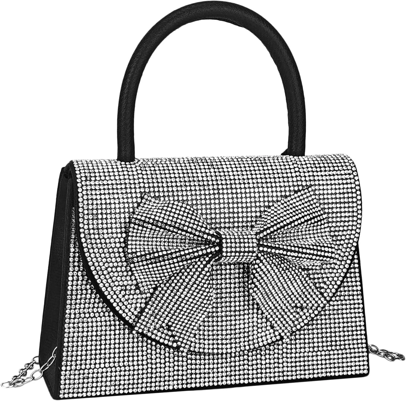Women's Rhinestone Evening Bag Glitter Clutch Purses Crystal Pearl Party Handbags with Chain