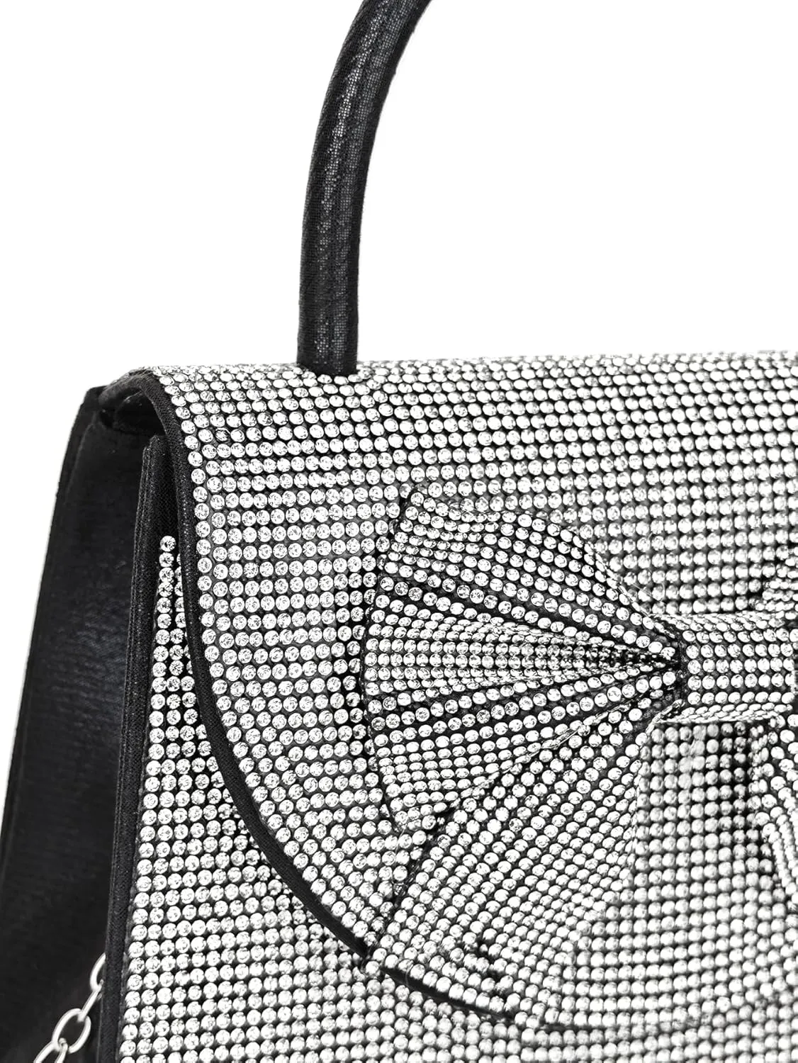Women's Rhinestone Evening Bag Glitter Clutch Purses Crystal Pearl Party Handbags with Chain