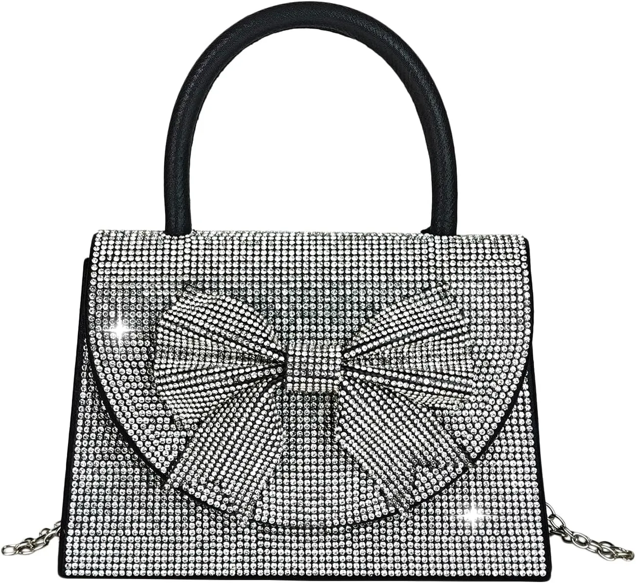 Women's Rhinestone Evening Bag Glitter Clutch Purses Crystal Pearl Party Handbags with Chain